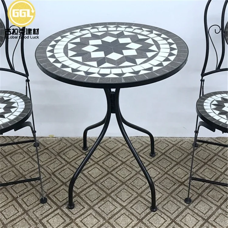 Outdoor Garden Ceramic Tile Top Mosaic Round Table