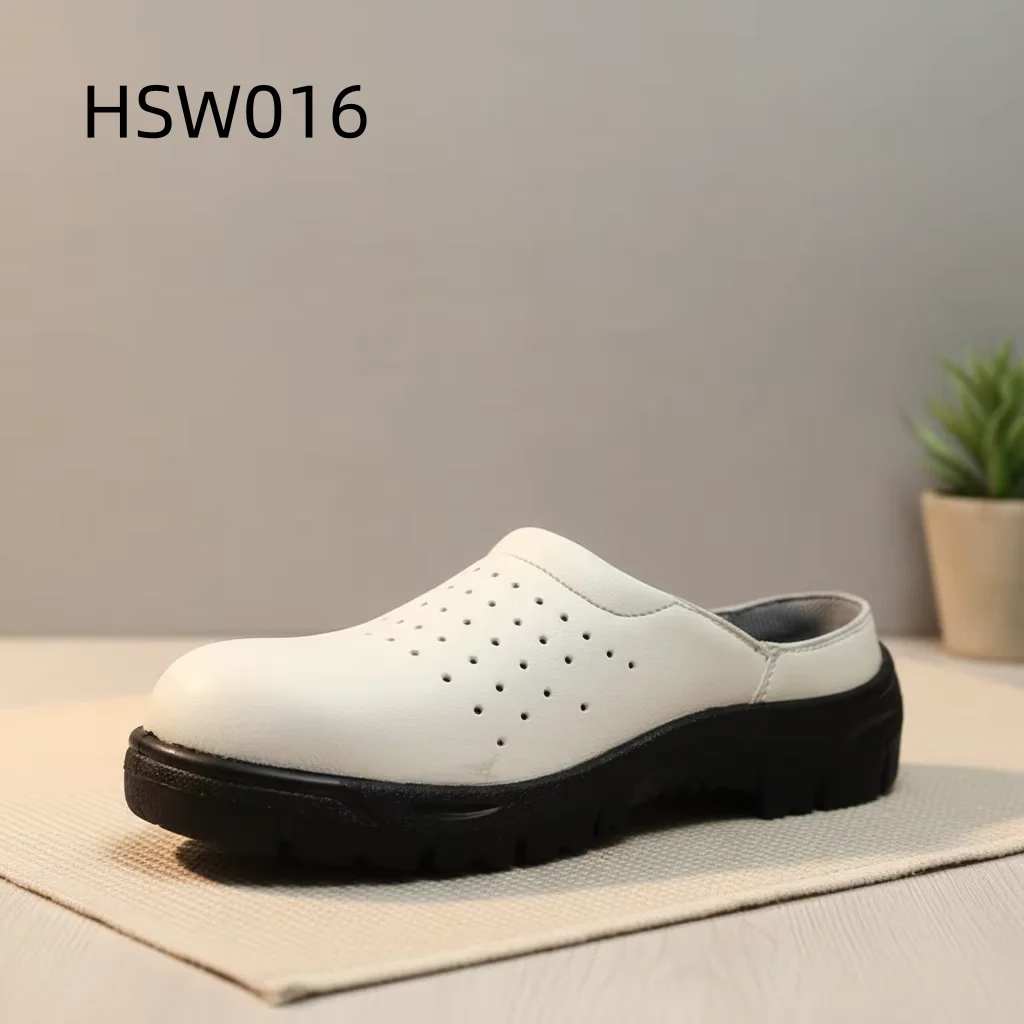 HY,Food Processing White/black Safety Slippers Popular in Kuwait Kitchen Chef Anti-bacteria Safety Shoes with Steel Toe HSW016