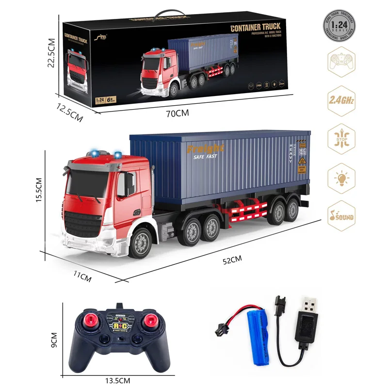 Remote Control Toy Truck With Cargo Box 2.4ghz Rc Container Truck With