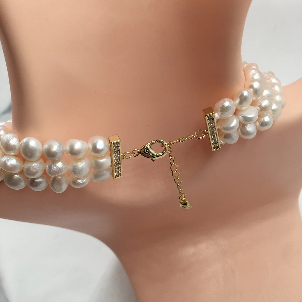 Collier Ras-du-cou Perles De Culture Avec Fermoir En Or Massif 18 Carats - Occasion