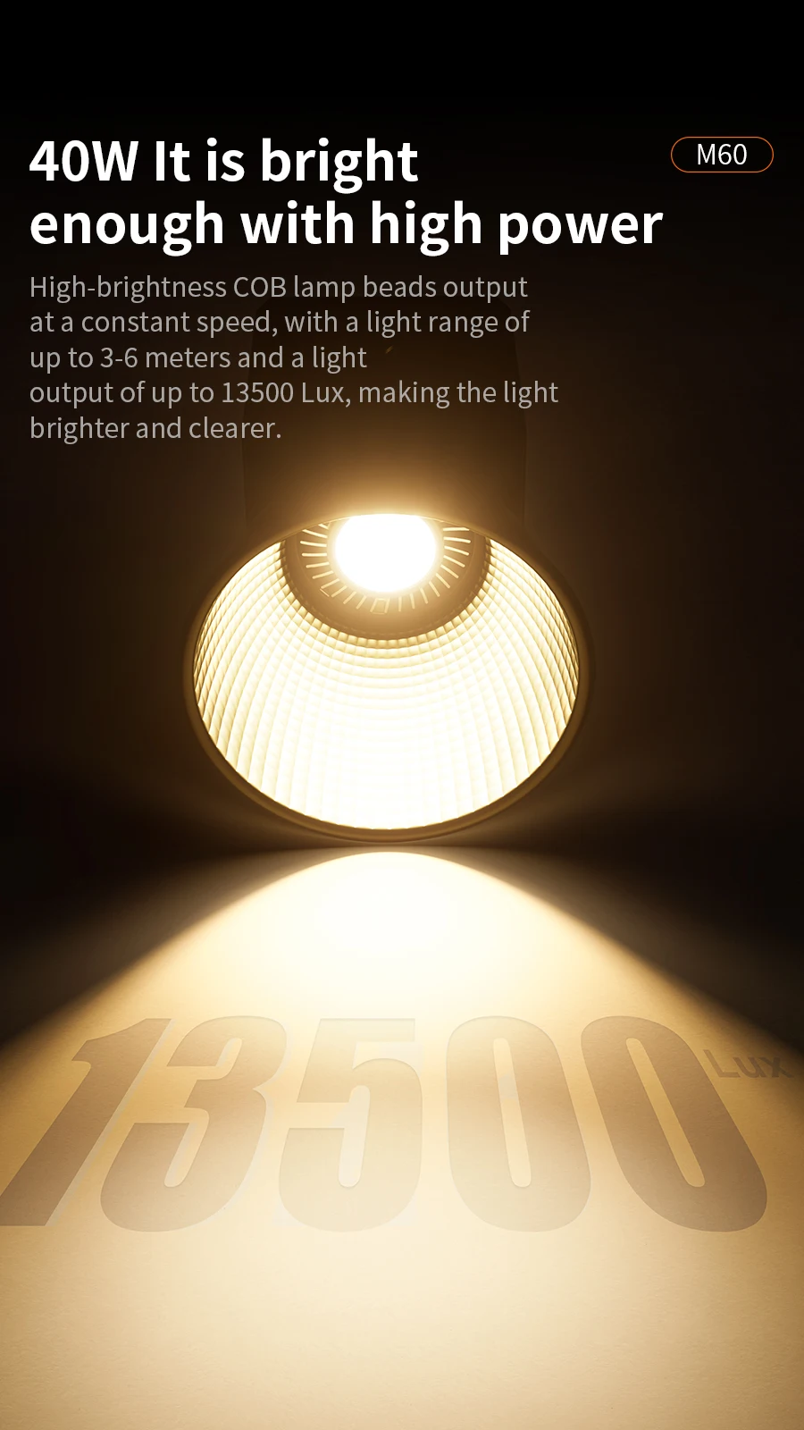 M60 40w Led Light Recargable Flash Light Rechargeable Led Flashing Light for Camera