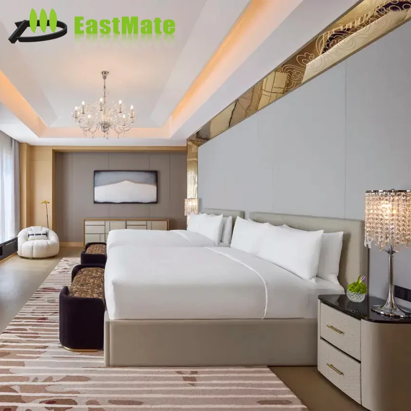 Luxury Modern Solid Wood Twin Room Full Furnishing Package Hotel Guest Bedroom Apartment Matching Furniture Set