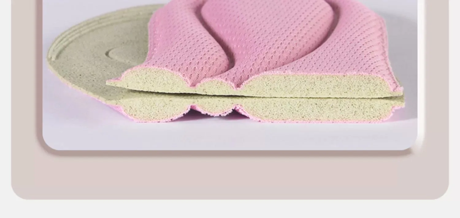 5D Heart Pattern Women's Insoles, High-Density Cotton & Wormwood Deodorization