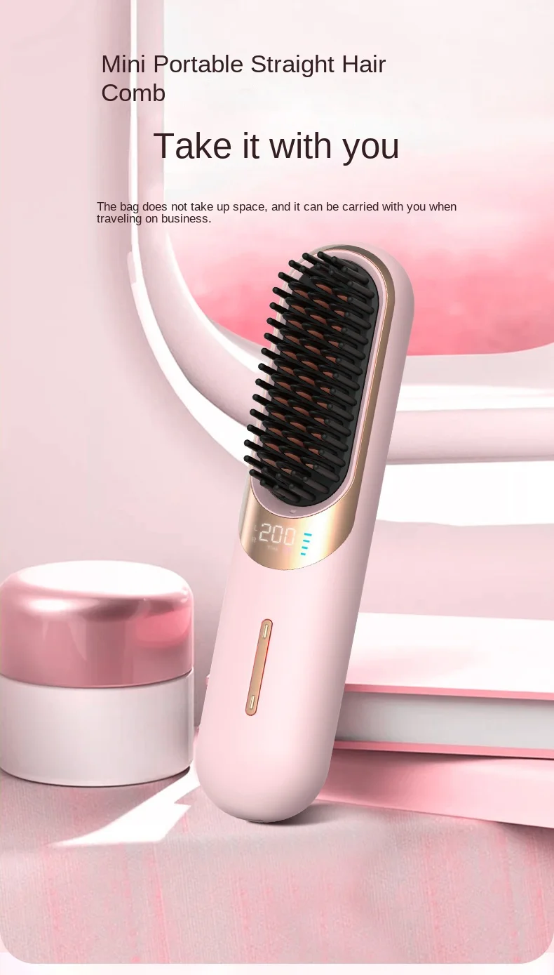 Rechargeable Portable Home Comb Straightener Brush Ion Hair Care Hot ...