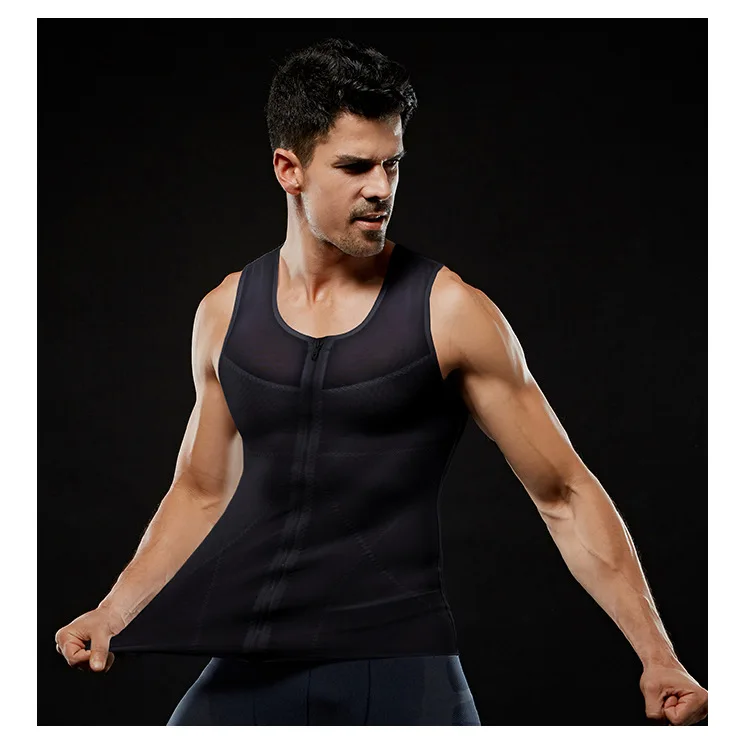 2023 Men's Body Shaper Vest Compression Zipper Tank Top Belly Control