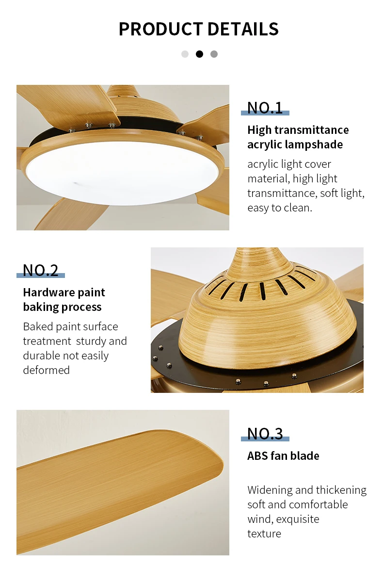 product 52 inch living room pendant lighting chandelier plywood wooden ceiling fan with light-5
