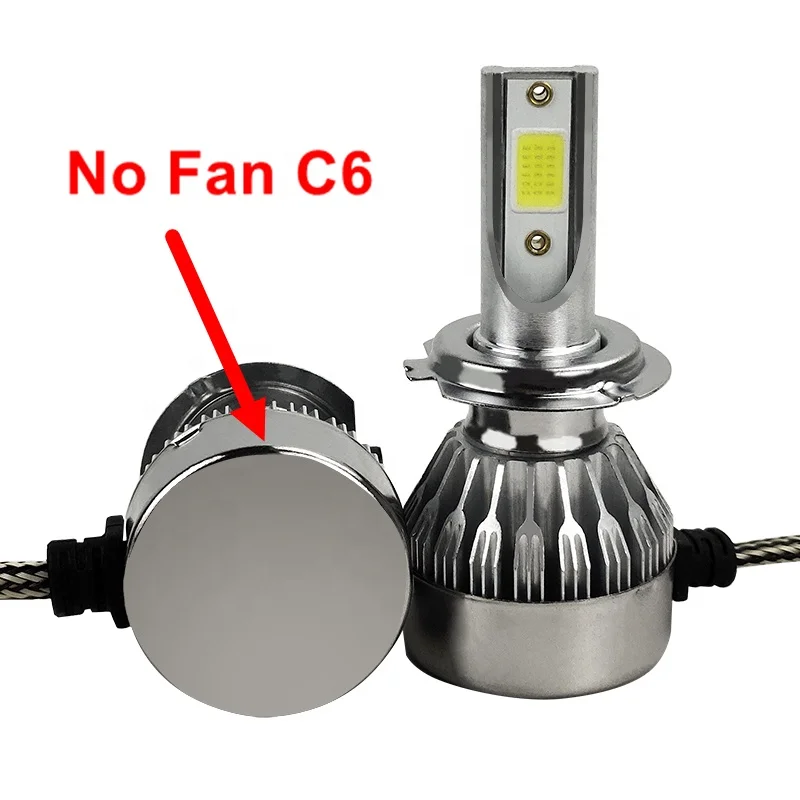 New Update C6 Without Fan H8 H9 H11 Low Beam High Heat Dissipation Aluminum Fanless C6 Led Headlight for Auto Lighting