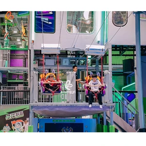High Intelligent Sliding Chair Zip Line Fairground Rides Flying Chair 2 Seats Swings air Equipment for Kids Playground Indoor