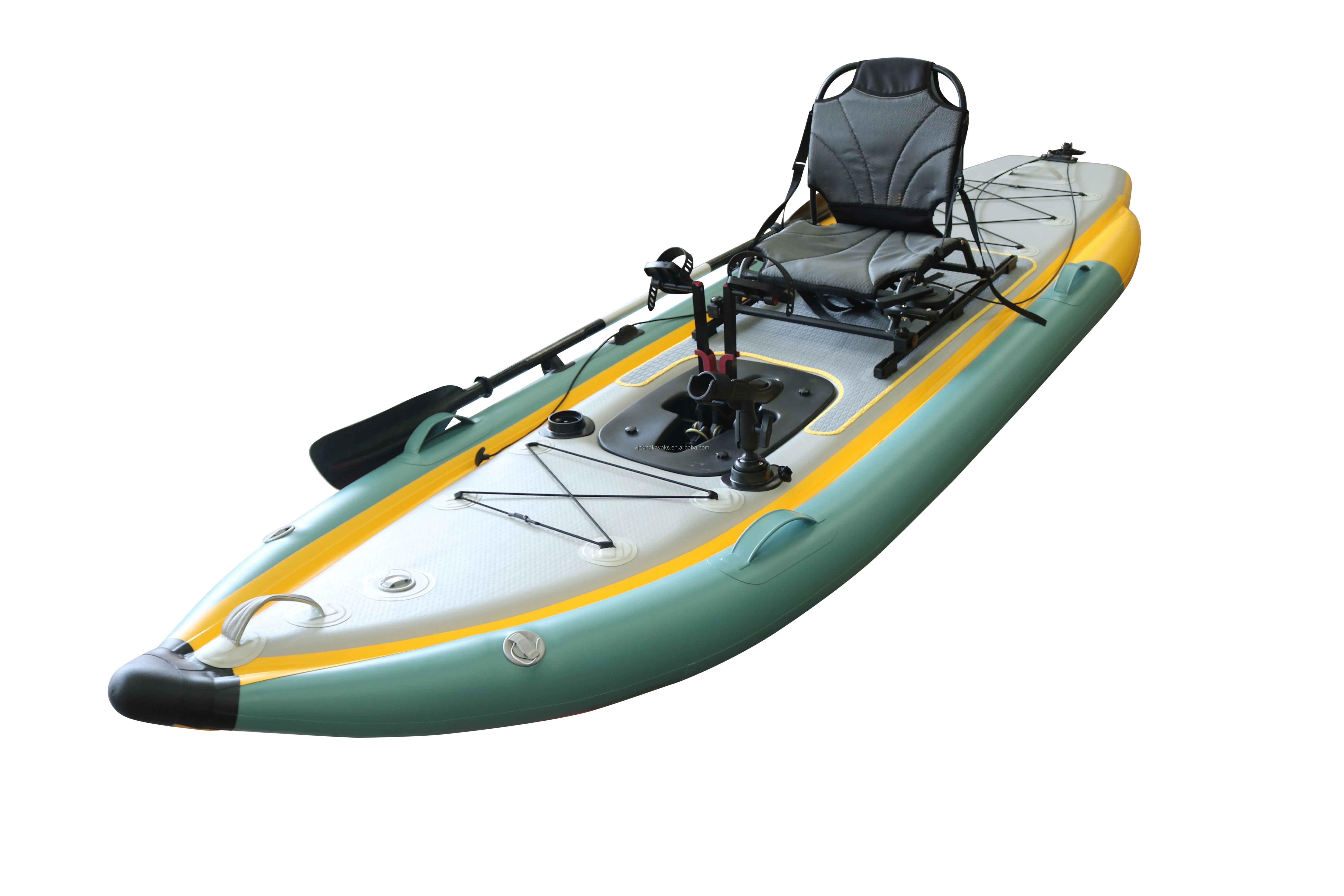 Vicking12' Lightweight Compact Inflatable Pedal Kayak New Design with Efficient Fin Drive for Rowing Boats