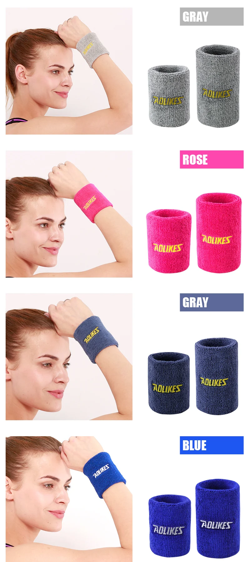 Aolikes Sports Wristbands,Wrist Sweatbands For Men & Women,Stretchy