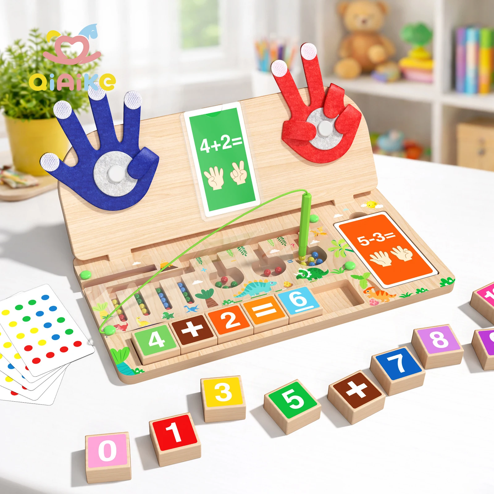 Montessori Wooden Math Toys Number Color Maze Clip Beads Arithmetic Board for Kids Toddlers Fine Motor Skills Learning Gifts