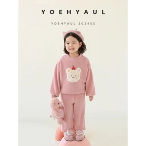 YOEHYAUL GD3457 Unisex Thick Children's Pajamas Winter Set Homewear 2 Pieces Cute Baby Girl Kids Sleepwear for Girls and Boys