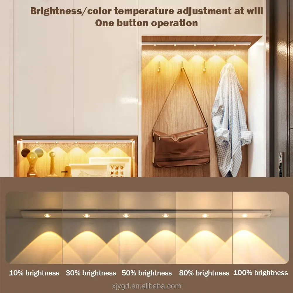 LED Night Light Kitchen Under Cabinet 20/30/40/50cm Rechargeable PIR Motion Sensor Closet Wardrobe Lamp Aluminum Night Light