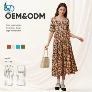 Women's Dresses with Traditional Muslim Dress Prints, Suitable for Party
