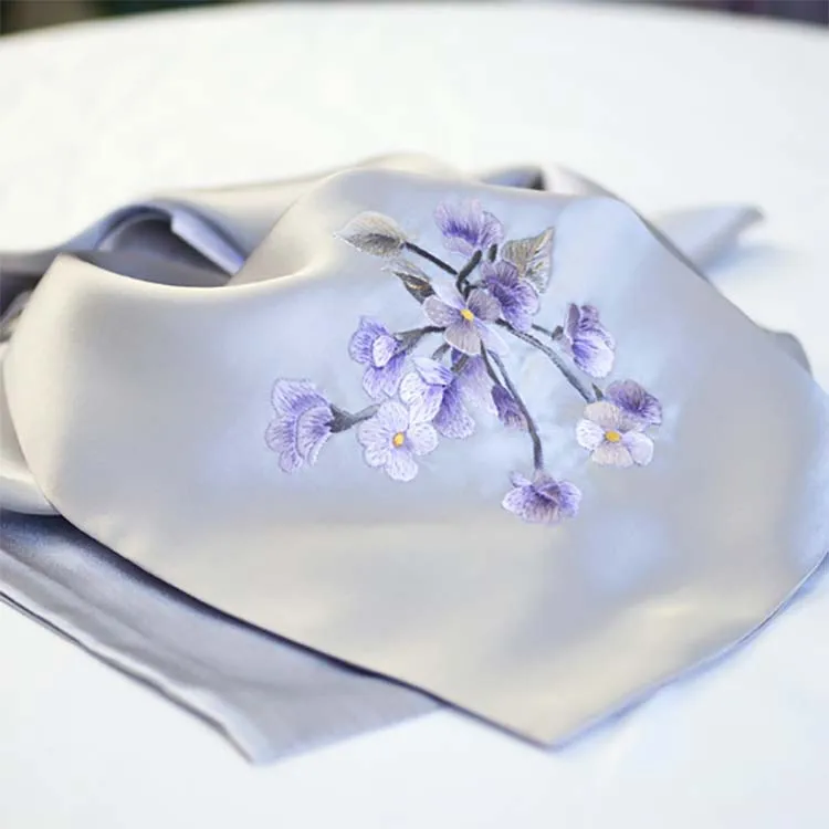 16mm Spring and Autumn Silk Scarf Flight Attendant Silk square Lady Silk Scarf 55cm Small Square Neck Scarf with Su Embroidery