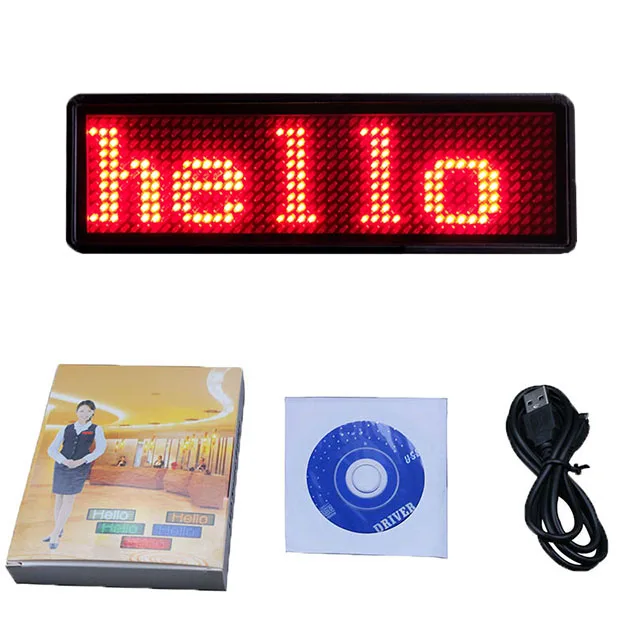 Multilingual Programmable Scrolling Text Display Price Tag Waiter Led Badge Digital Name Sign