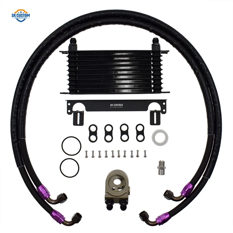 Engine Oil Cooler Kit For Ford Mustang 2.3T 5.0L Ecoboost Radiator Cooling Kit With 80 Degree