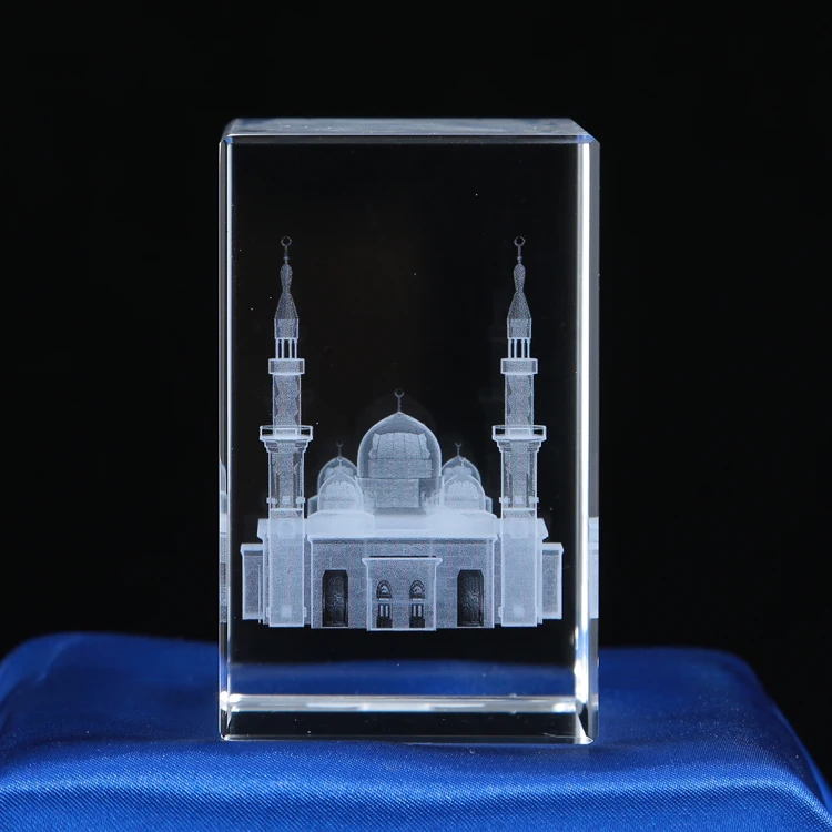 Atacado Pronto para Enviar Presentes de Mesquita Muçulmana Personalização Itens Decorativos de Cristal