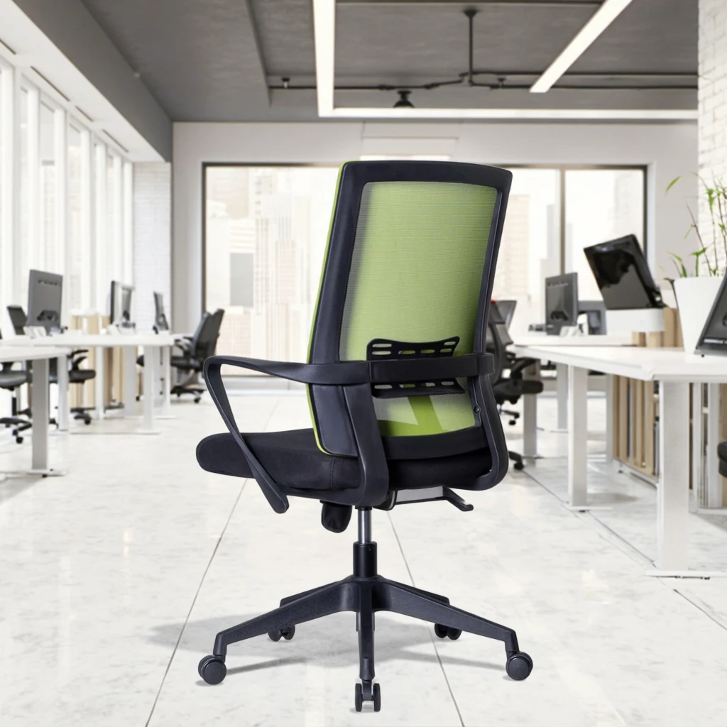 Modern Compact Lecture Hall Training Ergonomic PU Leather Executive Chairs Fixed Headrest Adjustable Lumbar Support Fabric Seat 6