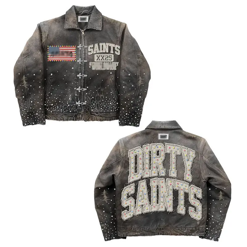 Colorful Custom 3d Embroidery Patterns Boxy Fit Crop Winter Thick Woven Cotton Mens Custom Streetwear Manufacturer Baggy Jacket gallery 6