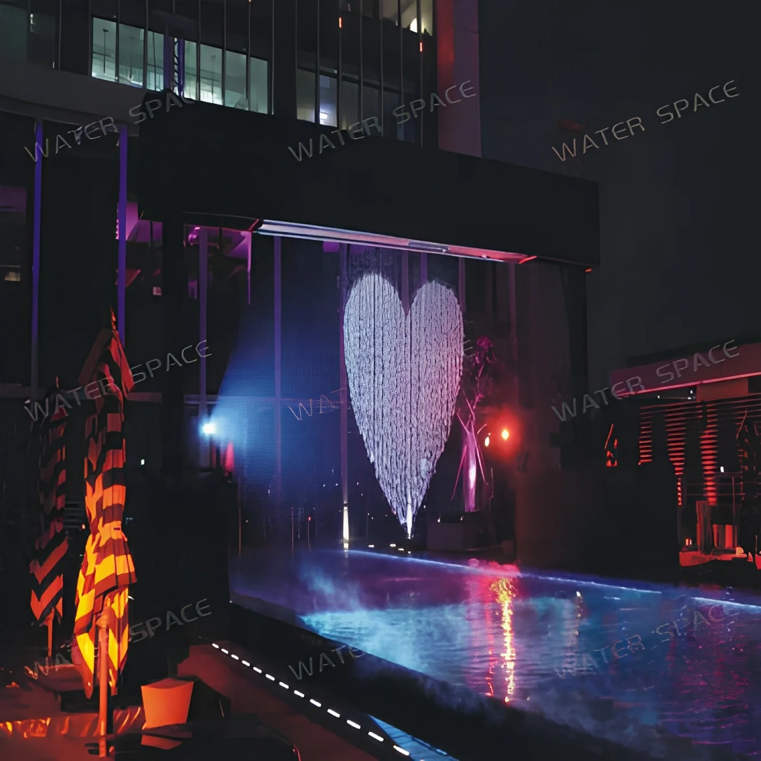 Customized Digital Water Curtain Fountain with Colorful LED Rain Display for Indoor Outdoor Hotel Lobby Water Feature Design