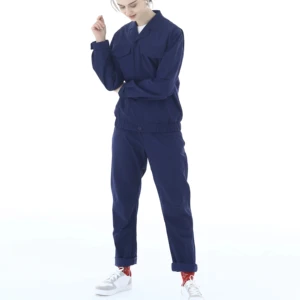 Deep Blue Long Sleeved Anti-Static Spandex Blend Comfortable Breathable Customized Overalls Unisex Workshop Use Labor Protection