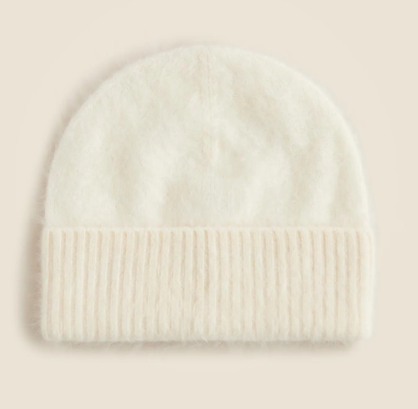 100% BRUSHED Cashmere Solid Custom Logo OEM High Fluffy Hairy Women's Knitted Beanie Hat