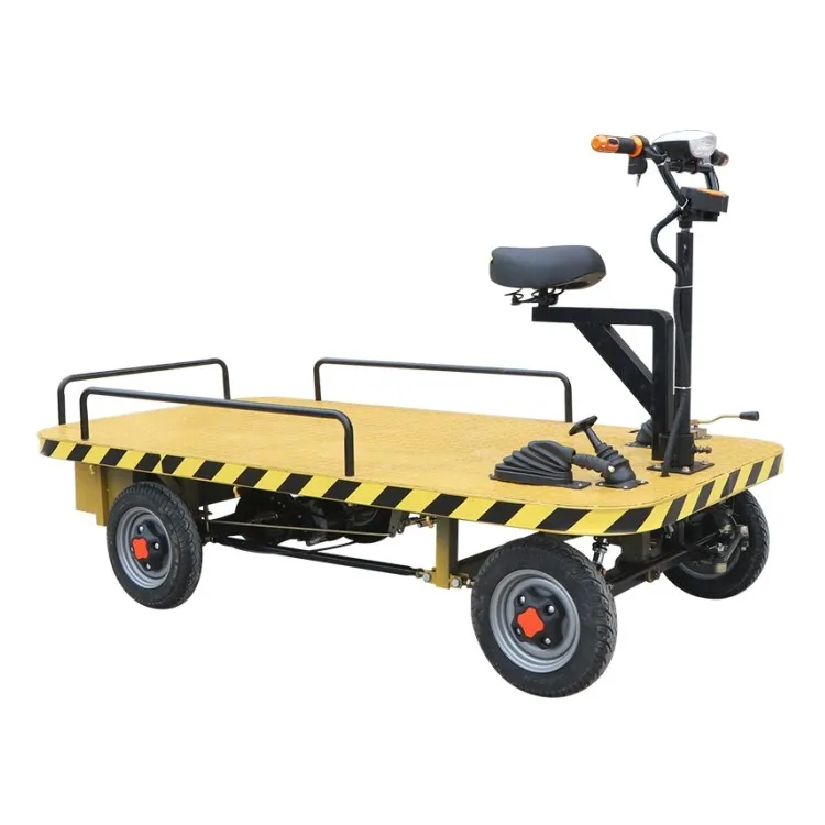High Load Flat Car Heavy Platform Trolley Flatbed Cargo Cart Transfer Wagon for Workshop Market
