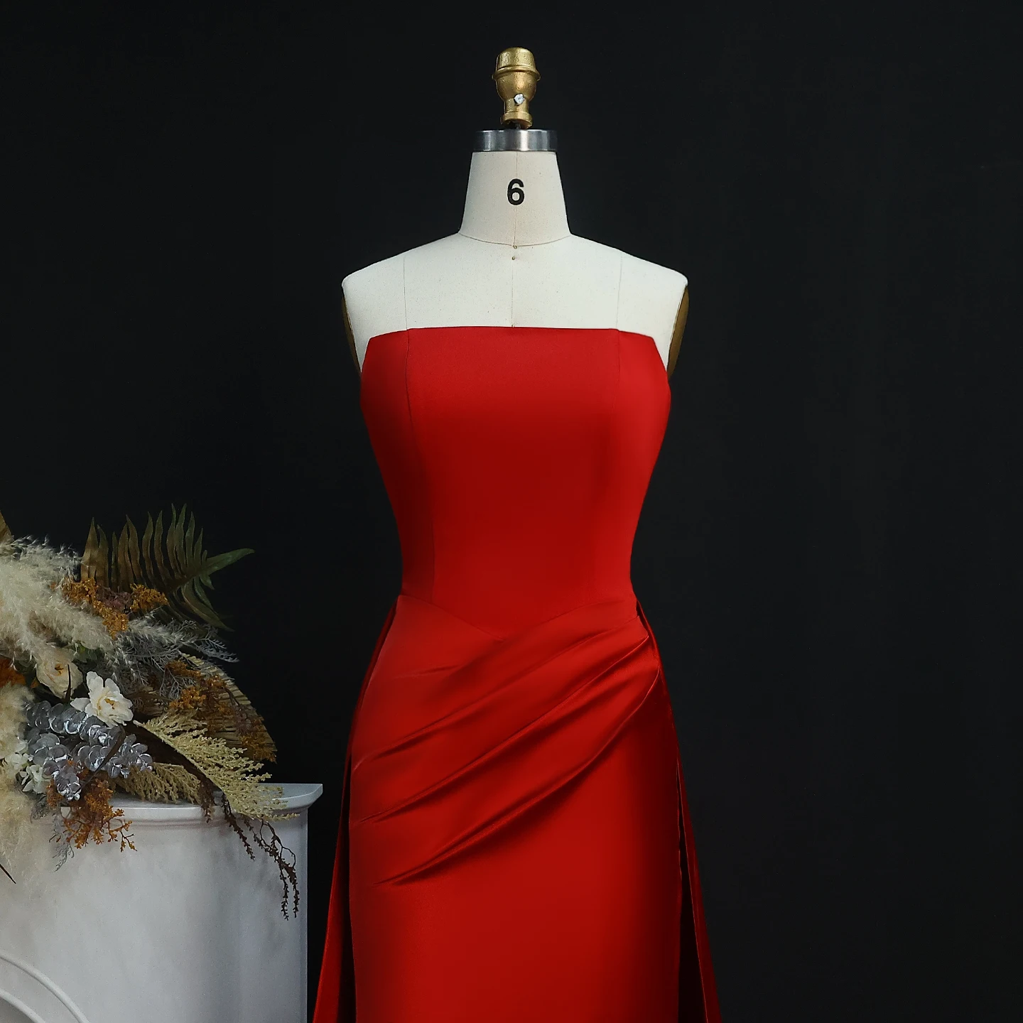 Sharon Said SF255 Elegant Red Strapless Evening Dresses
