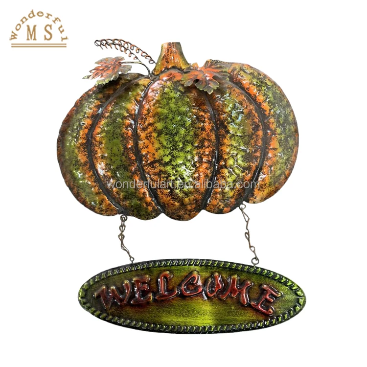 Bo Nice Hand Painting Metal Pumpkin Wall Decoration Iron Homedecor Hanging Ornament Owl for the Harvest Festival Holiday Gifts