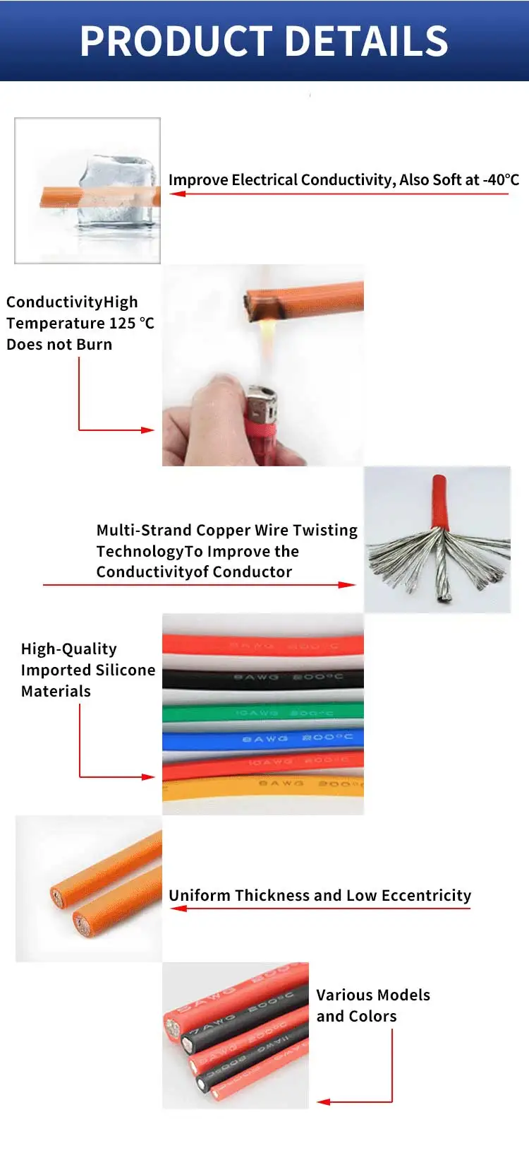 5 Gauge Silicone Rubber Heat Resistance Insulation Wire Red And Black ...