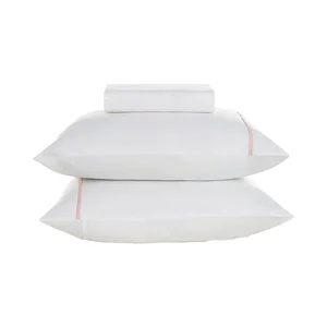 Bed Set White/Pink Couple 100% Cotton Smooth 3-Piece Set