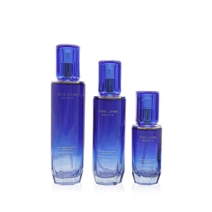 The Latest 40ml 100ml 120ml Luxury Blue White Red Cosmetic Lotion Glass Bottle with Corners and Acrylic Lid