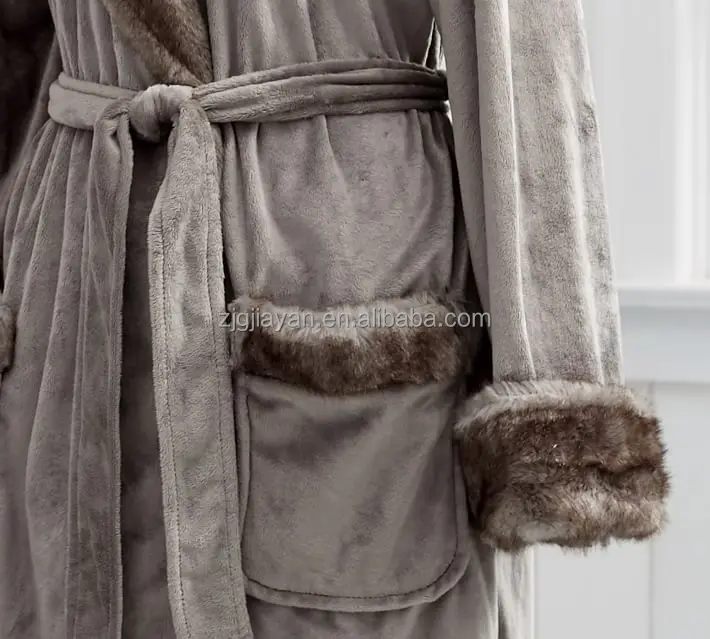 Wholesale Long Thick Bathrobe Luxury Fur Trim Dressing Gown Buy