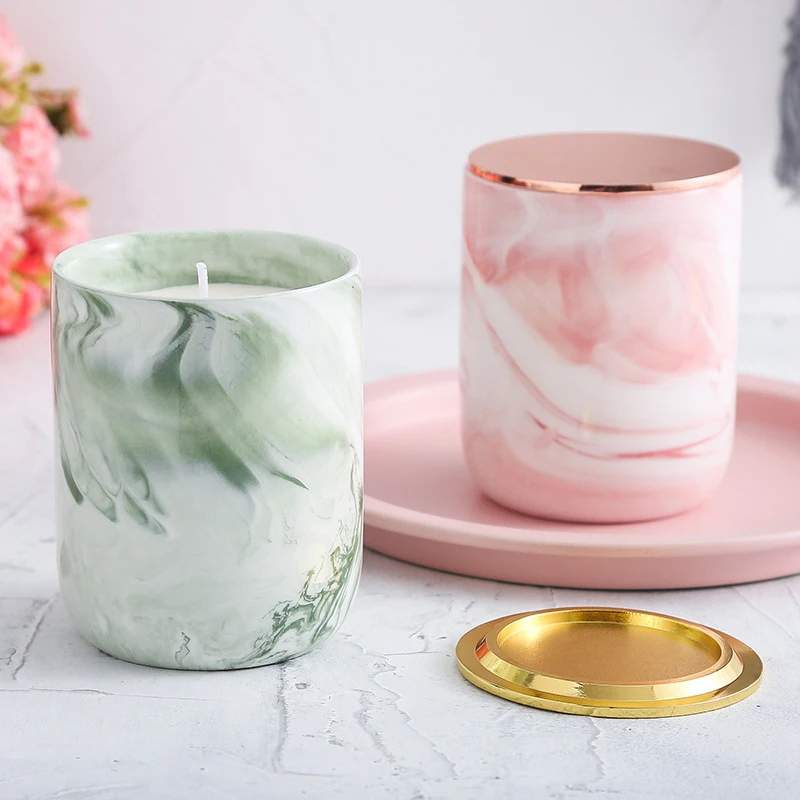 2PCS Empty Ceramic Candle Jar Marble Candle Jar Container for Scented  Candles 375ml Candle Jar Wholesale