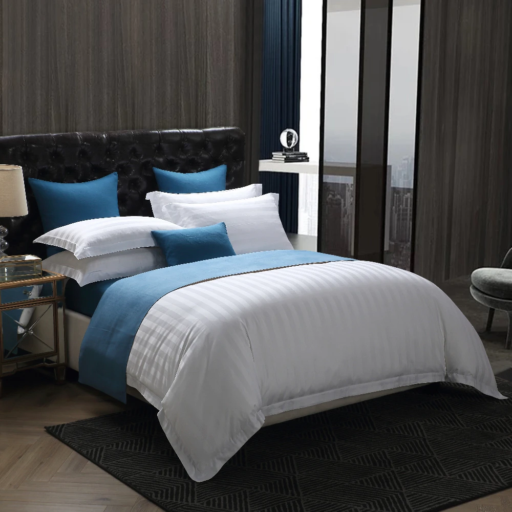 Five Star Hotel Wholesale 100 Cotton Luxury Bedding Sheet White Bed