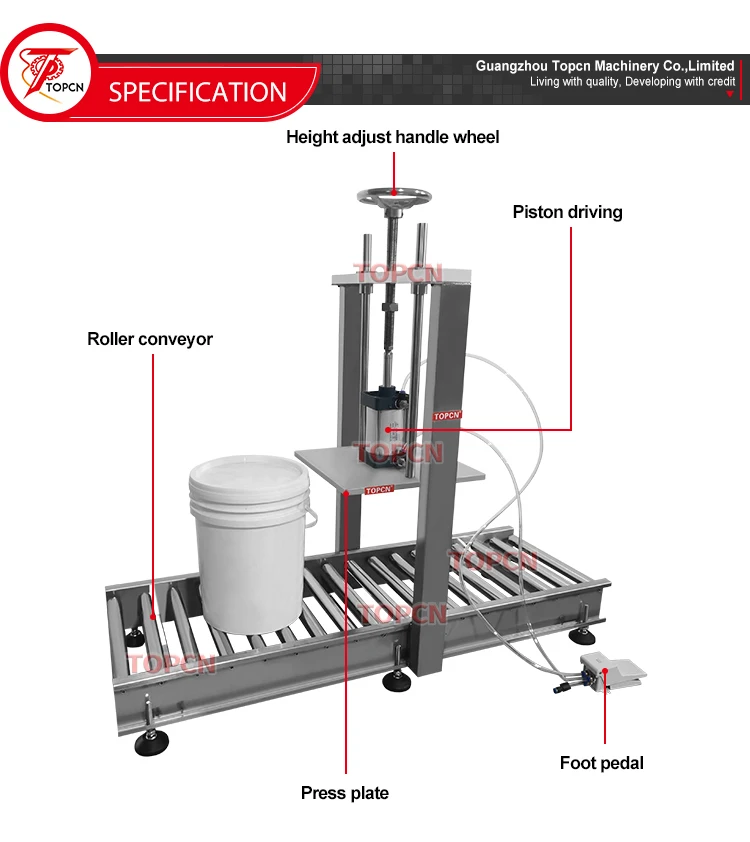 1820 L Semi Automatic Pneumatic Barrel Plastic Paint Bucket Capping