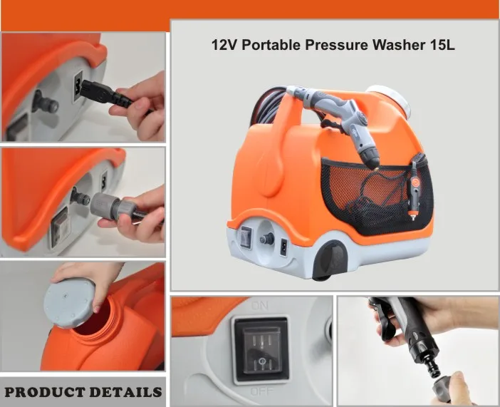 Mesh Accessories Pocket Multifunction Portable Pressure Washer with 15L Water Tank  for Camping Cleaning Boating supplier