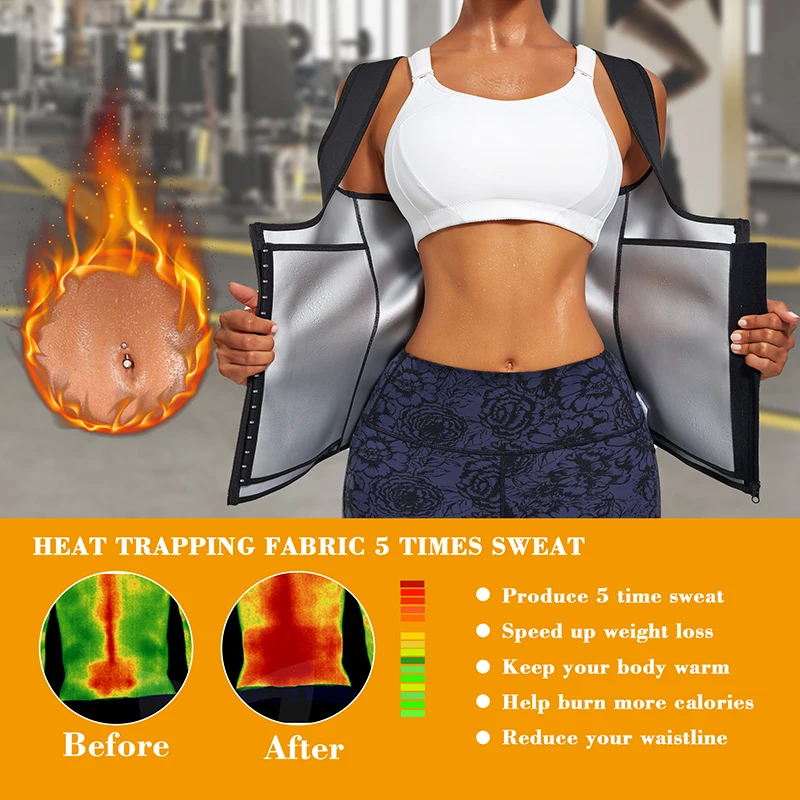 Custom Logo Silver-coating Slimming Women Sauna Vest Fat Burner Sweat ...