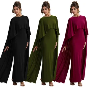 Customize Women's Spring Casual Elegant Satin Dress O-Neck Floor-Length Bodycon Long Sleeve Solid Shawl