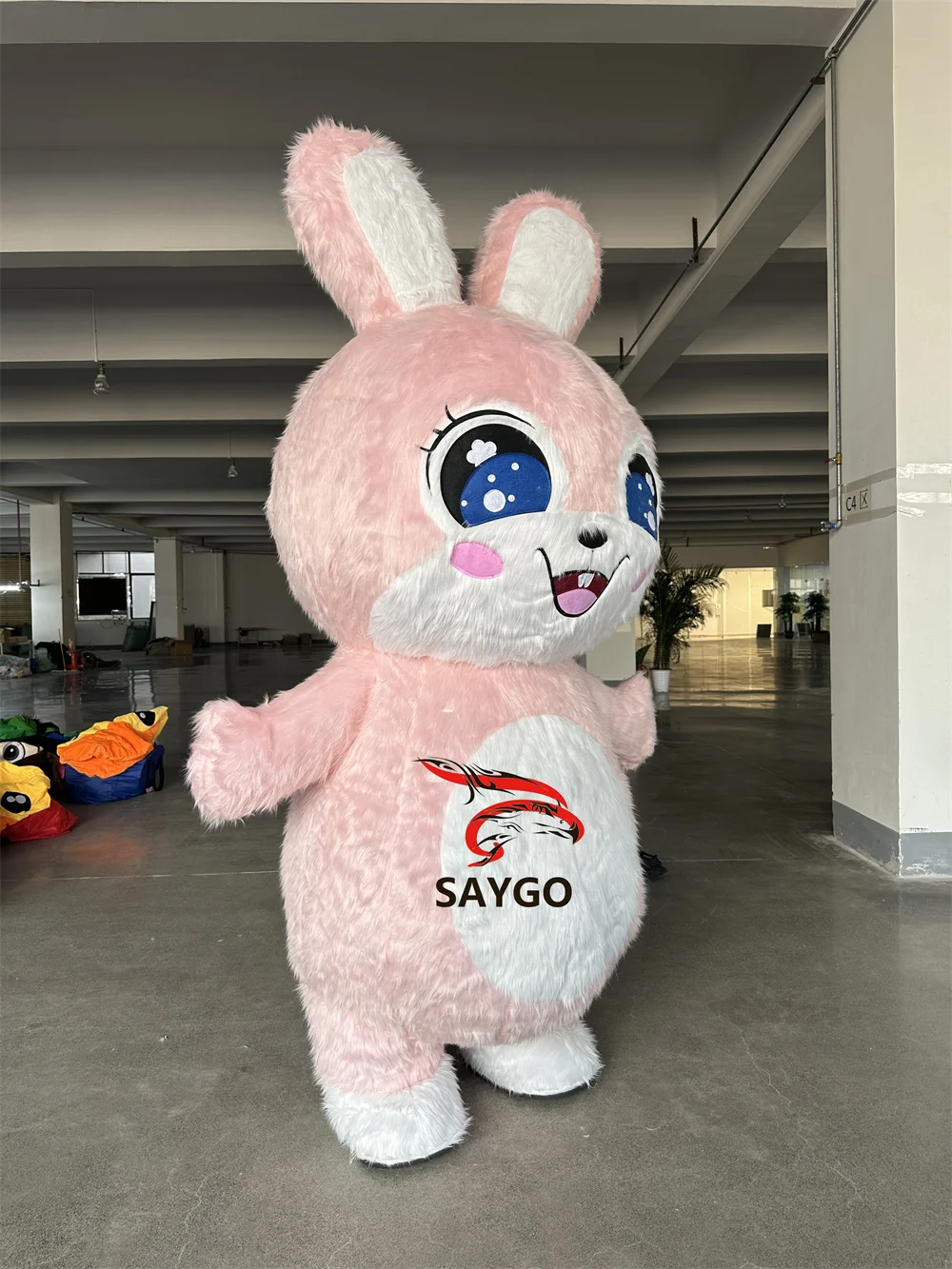 Commercial 2m/2.6m Star Eyes Rabbit Bunny Inflatable Mascot Costume Hand-Drawn Anime Style for Halloween Carnival Parties