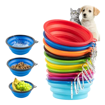 Portable Collapsible Dog Pet Bowl Size Medium Silicone for Dogs Custom Logo Dog Food Bowl Nonslip Pet Bowls & Feeders Rounded