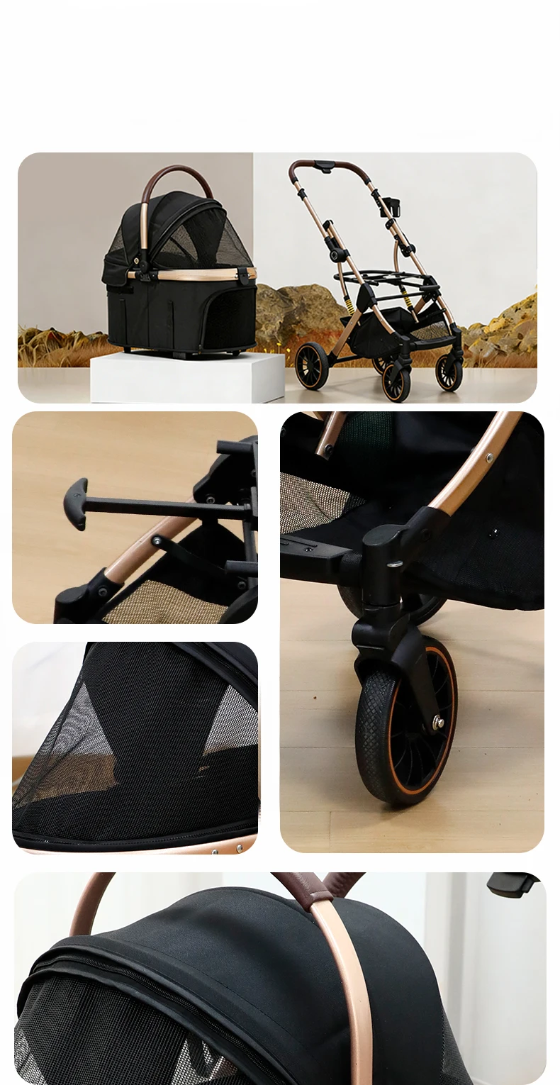 New Stroller Pet Outing Dog Outdoor Car One Button Folding Double Stroller Pet Double Stroller Handbag supplier