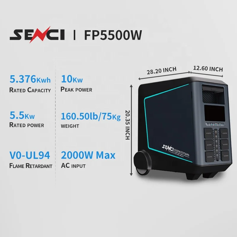 Power Station Solar Generator 5000w 5.5KW Capacity LiFePO4 Battery 110V 220V Featuring MPPT UPS 10S for Home