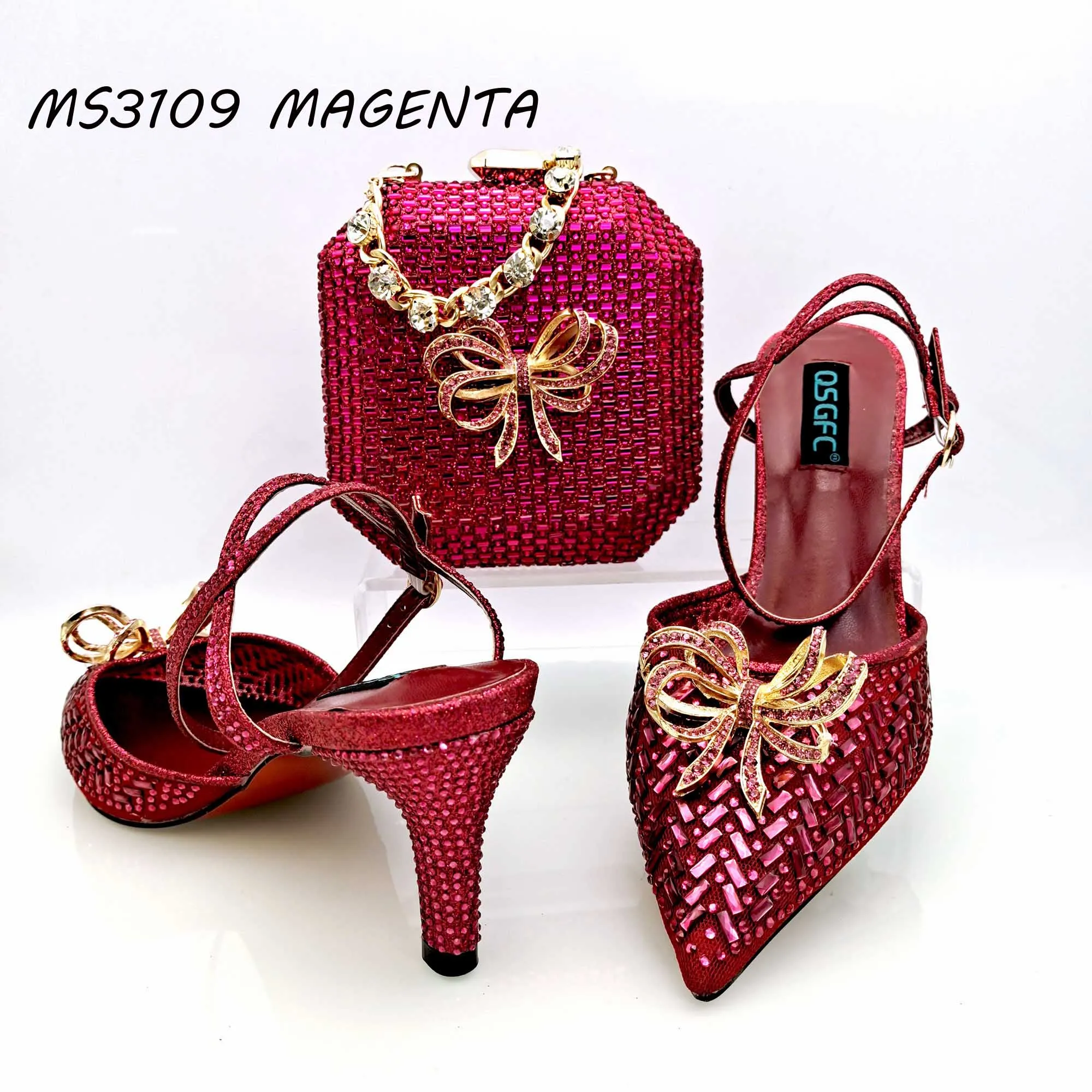 Fashion Lady Shoes And Bag Set Italy Purple Color Italian Shoes