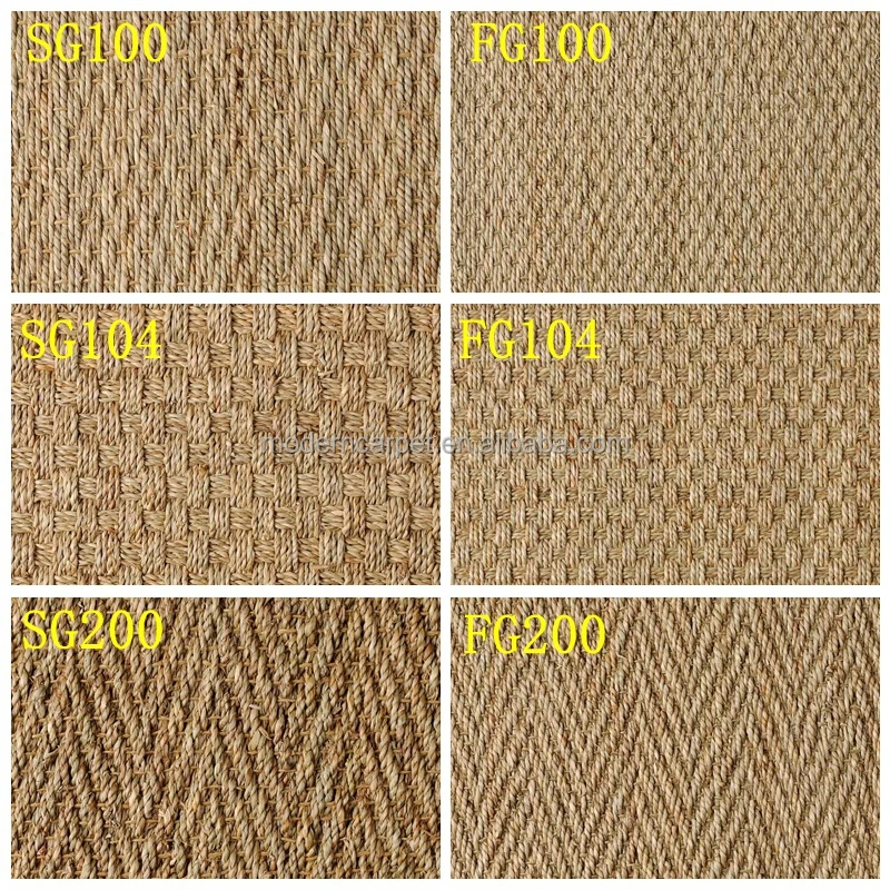 Natural Sea Grass Straw Carpet Seagrass Carpet With Latex Backing For