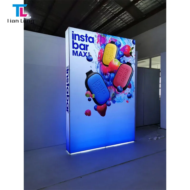 Maaring I-collapse Design Stretch Fabric Aluminum SEG Madaling Itakda 10x20ft Collapsible Portable LED Light Box Exhibition Booth Display