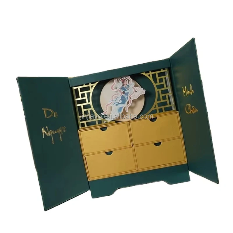 OEM Service Luxury Design Mooncake Paper Box Premium Food Packing for Moon Cake Gift Gold Foil Printed Cardboard PVC Folders manufacture