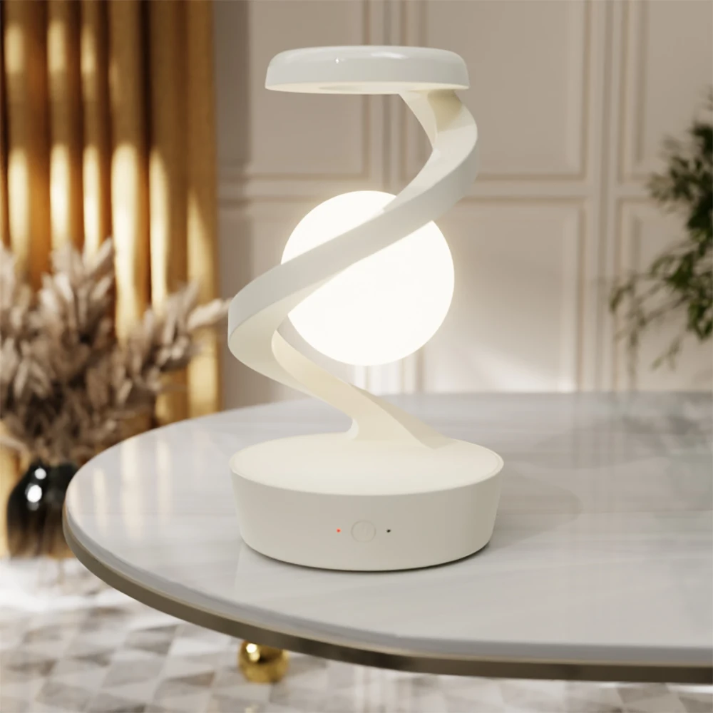 Modern Creative Desktop Ambient Light Table Lamp New Wireless Charging Visual Suspension Ball Night Lamp for Smartphone Charging