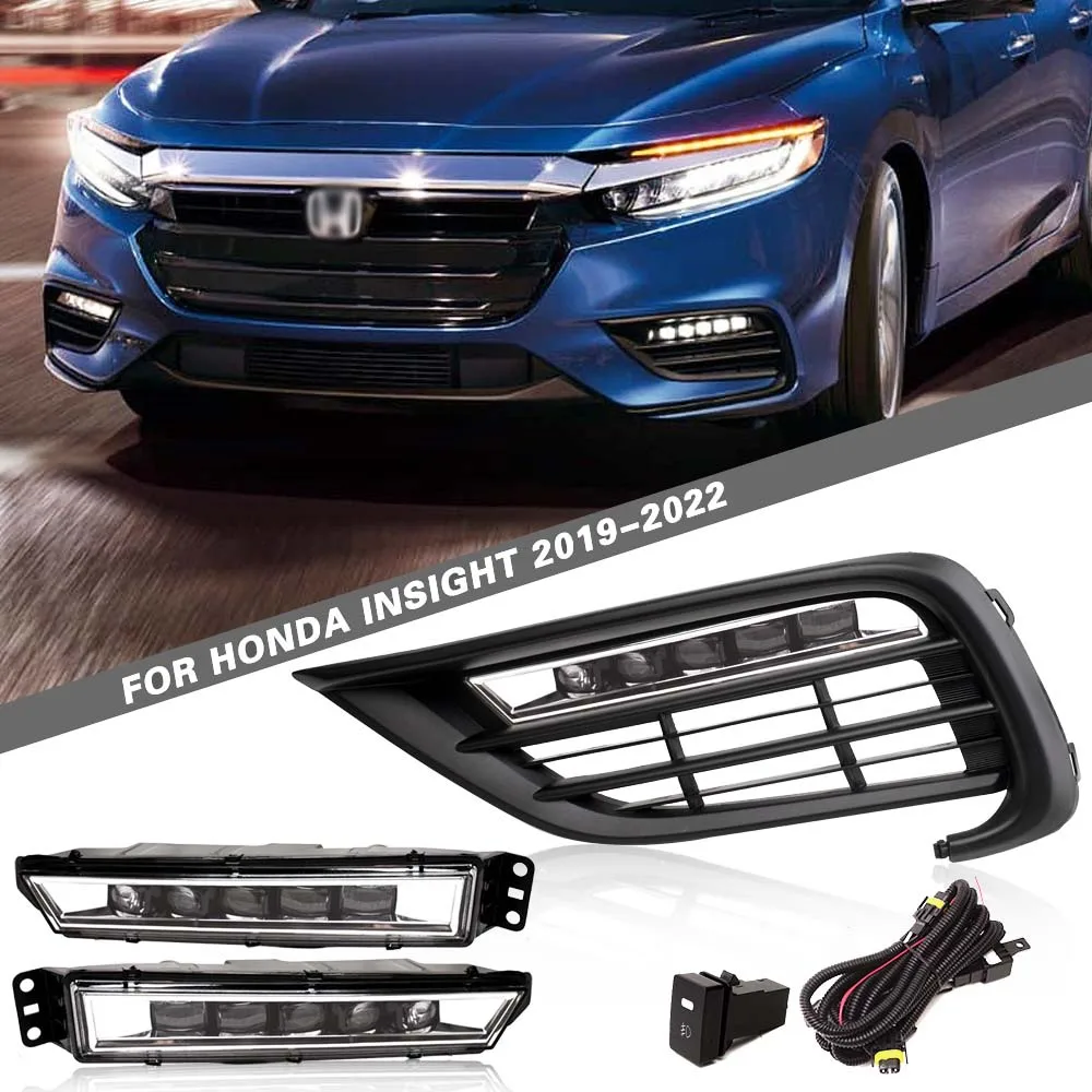 LED DRL Daytime Running Lights Projector Fog Light Lamp Assembly Kit for Honda Insight City 2019 2020 2021 2022